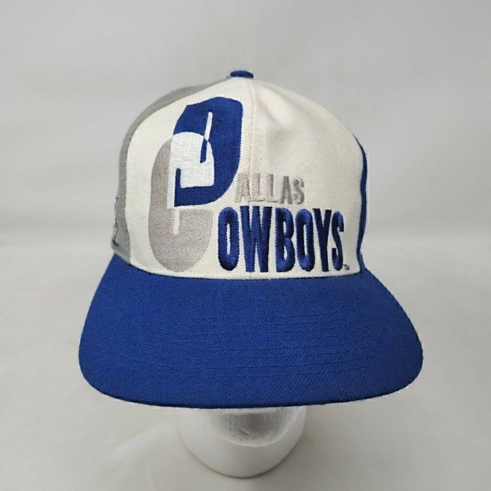 VINTAGE DALLAS COWBOYS AJD PRO LINE COLOR BLOCK SPELLOUT SNAPBACK HAT CAP